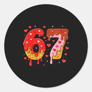 6 7 Cream Drip Six Seven Meme Valentine's Day Men Classic Round Sticker