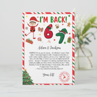 6 7 elf arrival letter - funny elf letter - 67  invitation