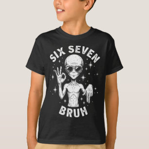 6 7 Funny 67 Six Seven Alien Bruh Hand Boys Gen Al T-Shirt