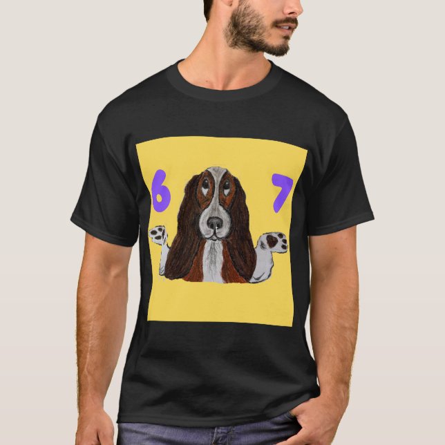 6 7 Funny Crazy Doggie T-shirt (Front)