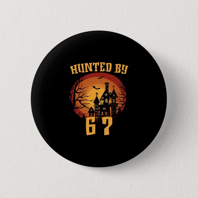 6 7 Halloween 67 Meme Six Seven Haunted Gen Alpha  Button (Front)