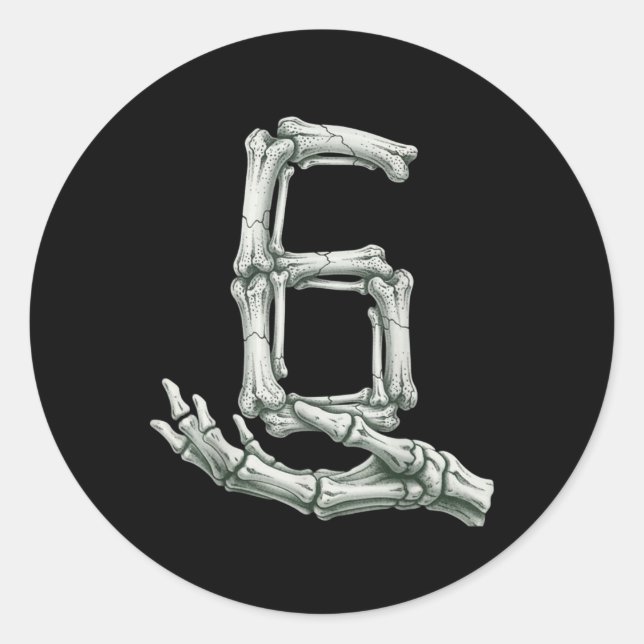 6 7 Halloween Skeleton Funny 67 Meme Gen Alpha Six Classic Round Sticker (Front)
