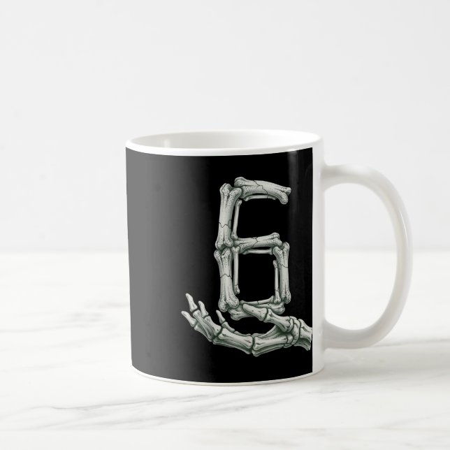 6 7 Halloween Skeleton Funny 67 Meme Gen Alpha Six Coffee Mug (Right)