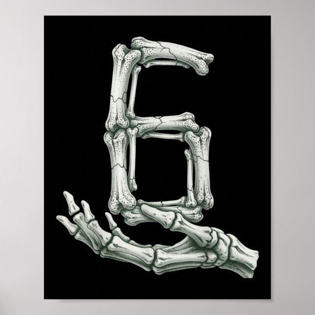 6 7 Halloween Skeleton Funny 67 Meme Gen Alpha Six Poster (Front)