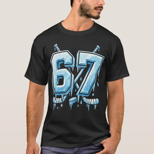 6 7 Ice Hockey Meme Design  Numbers Sports Humor b T-Shirt (Front)