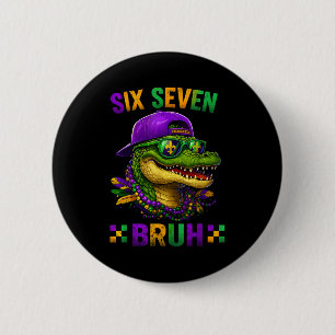 6 7 Mardi Gras Alligator For Kids Boys Funny Six S Button
