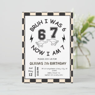 6 7 Meme 7th Birthday Rtro Invitation