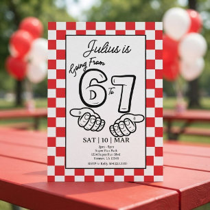 6 7 Meme Birthday Black Checkerboard Invitation