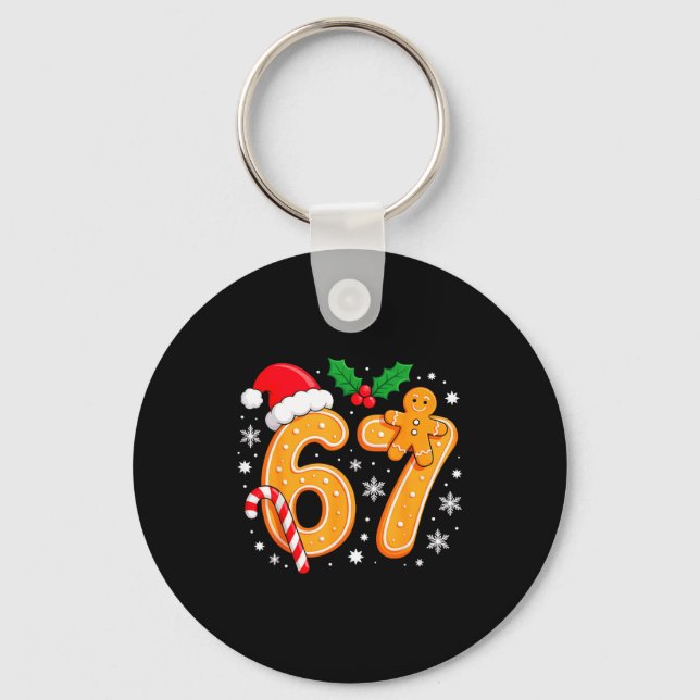 6 7 Meme Christmas 67 Six Seven Cookies Gingerbrea Keychain (Front)