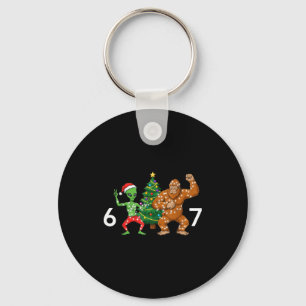 6 7 Meme Christmas Alien Sasquatch Six Seven Fun  Keychain