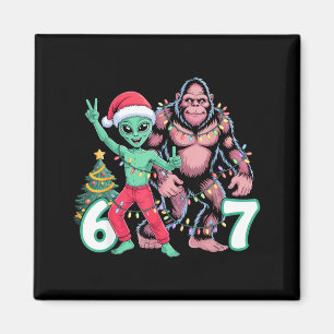 6 7 Meme Christmas Alien Sasquatch Six Seven Fun  Magnet