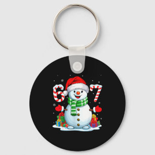 6 7 Meme Christmas Funny Snowman Six Seven 67 Men  Keychain
