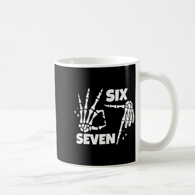 6 7 Meme Funny Skeleton Hands Halloween Couples Si Coffee Mug (Right)