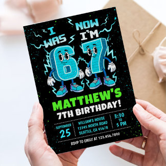 6 7 Meme Graffiti Six Seven Birthday Invitation