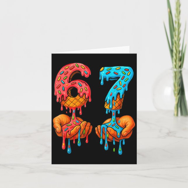 6 7 Meme Ice Cream Drip Funny Gen Alpha Slang  Card (Front)