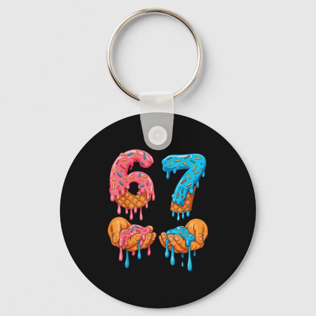 6 7 Meme Ice Cream Drip Gen Alpha Slang  Keychain (Front)