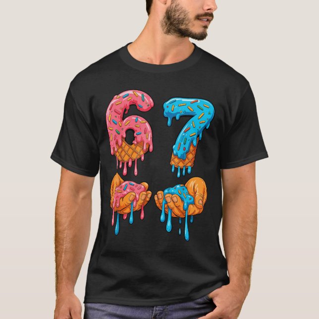 6 7 Meme Ice Cream Drip Gen Alpha Slang  T-Shirt (Front)