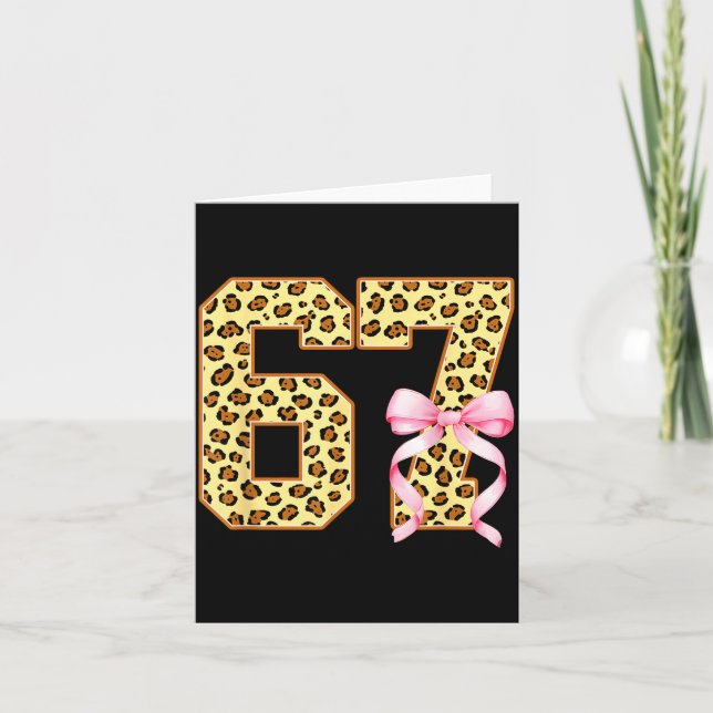 6-7 Meme Leopard Cheetah Cool Six-seven Funny 67 G Card (Front)