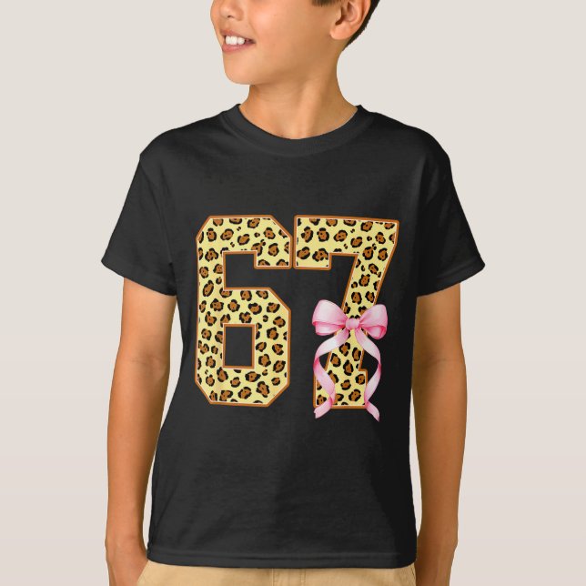 6-7 Meme Leopard Cheetah Cool Six-seven Funny 67 G T-Shirt (Front)