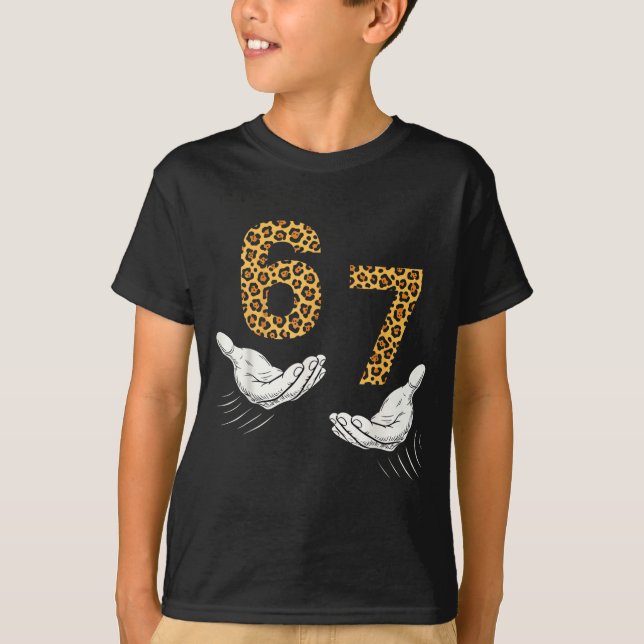 6-7 Meme Leopard Cheetah Cool Six-seven Funny  T-Shirt (Front)