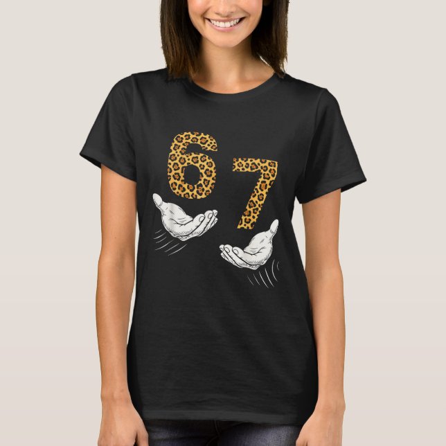 6-7 Meme Leopard Cheetah Cool Six-seven Funny  T-Shirt (Front)