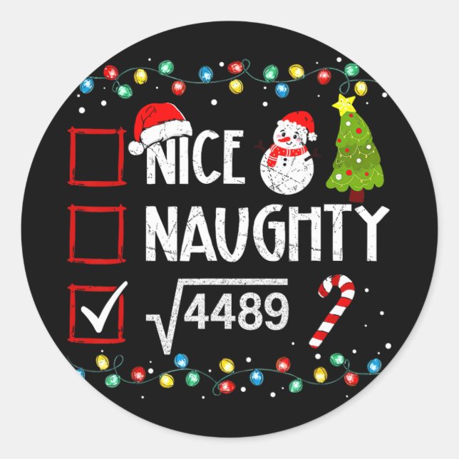 6-7 Meme Nice Naughty 67 Christmas Brain Rot Funny Classic Round Sticker (Front)