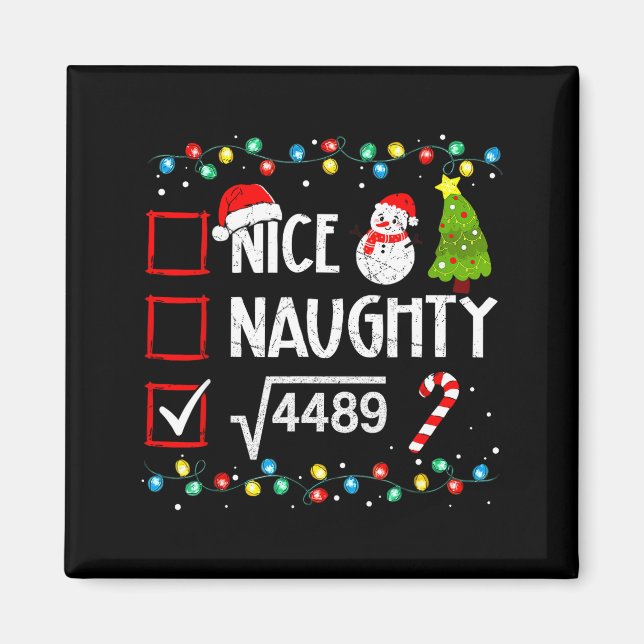 6-7 Meme Nice Naughty 67 Christmas Brain Rot Funny Magnet (Front)