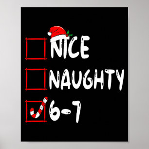 6-7 Meme Nice Naughty 67 Christmas Brain Rot Funny Poster