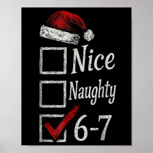 6-7 Meme Nice Naughty 67 Christmas Brain Rot Funny Poster