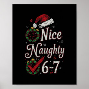 6-7 Meme Nice Naughty 67 Christmas Brain Rot Funny Poster