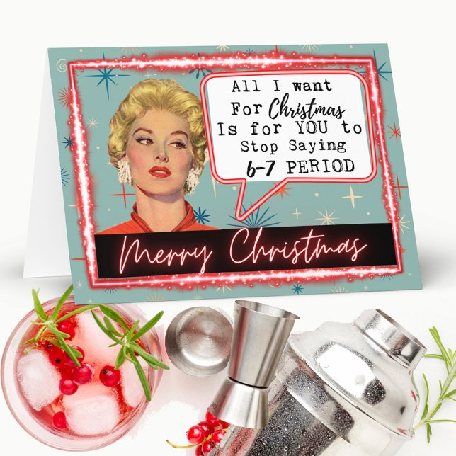 6 -7 Meme - Retro Christmas Card - Funny - Bestie (Creator Uploaded)
