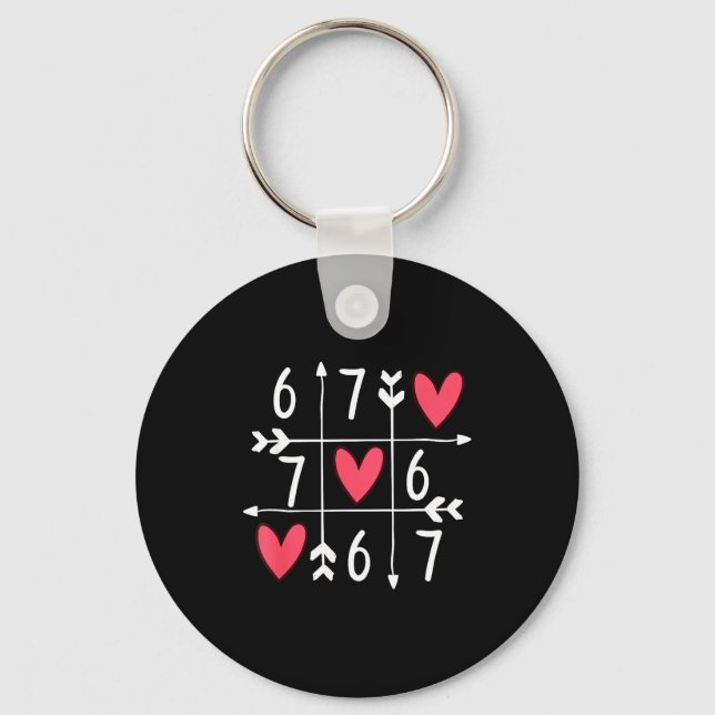 6 7 Meme Six Seven 67 Funny Xoxo Game Valentines D Keychain (Front)