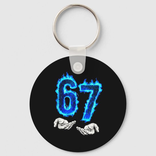 6 7 Meme Six Seven 67 Hands Meme Funny Men Girls B Keychain (Front)