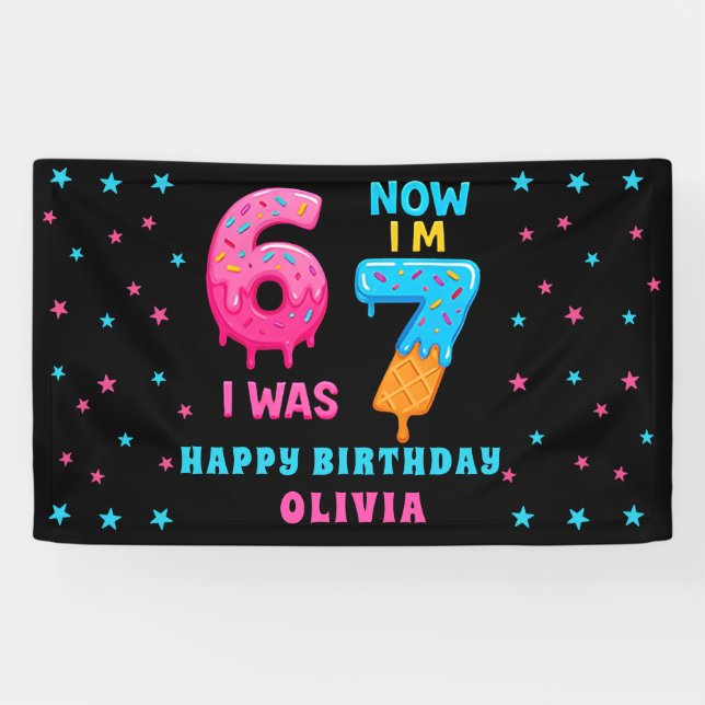 6 7 Meme Six Seven Birthday Banner (Horizontal)