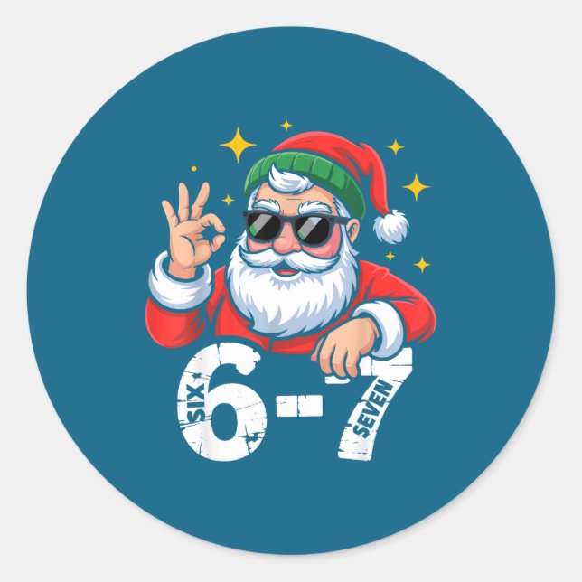 6 7 Meme Six Seven Christmas Gen Z Alpha Teen Boys Classic Round Sticker (Front)