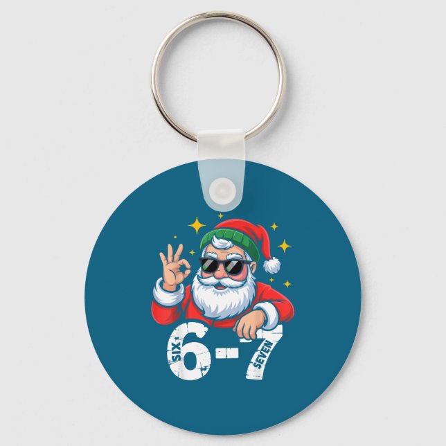 6 7 Meme Six Seven Christmas Gen Z Alpha Teen Boys Keychain (Front)