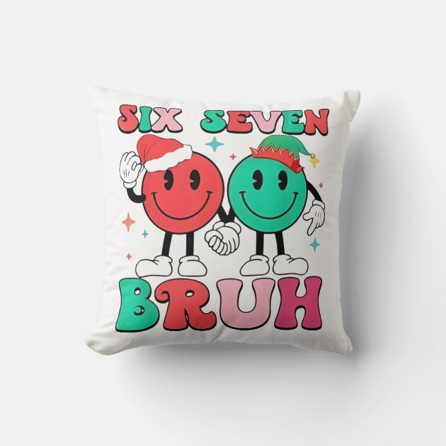 6 7 Meme Six Seven Xmas Funny 67 Christmas Boys Gi Throw Pillow (Front)