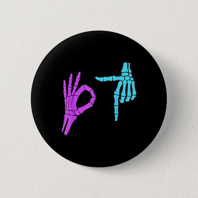 6 7 Meme Skeleton Hands 67  Button (Front)