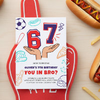 6 7 Meme Sport Red Blue Boy Birthday Invitation