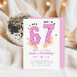 6 7 Meme Trend Six Seven Birthday  Invitation<br><div class="desc">Six Seven Birthday Party Invitation ,  6 7 Pink 7th Birthday Invite,  Trendy Retro Star Seventh Girl Birthday Invite.</div>