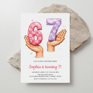 6 7 Meme Trendy Six Seven Birthday Invitation