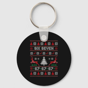 6 7 Meme Ugly Christmas Sweater 67 Six Seven Funny Keychain
