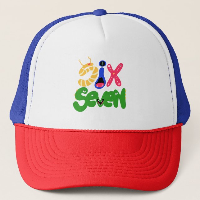 6 7 Monsters Trucker Hat (Front)
