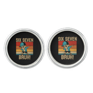 6 7 Numbers Dabbing Six Seven Bruh Cufflinks