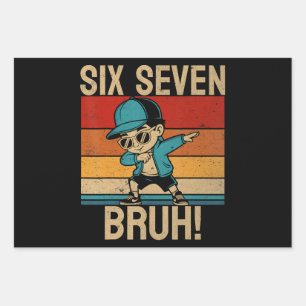 6 7 Numbers Dabbing Six Seven Bruh Wrapping Paper Sheets