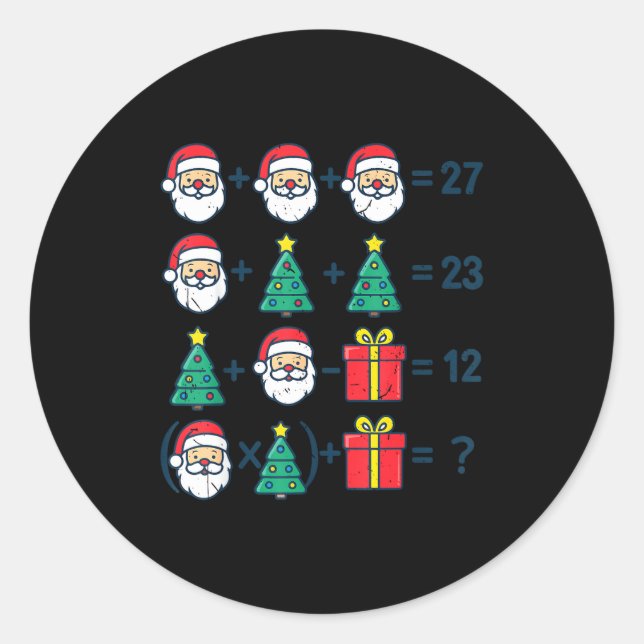 6 7 Order Operation Christmas Math Professor Costu Classic Round Sticker (Front)