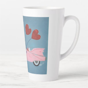 6 7 Poodle in Pink Classic Car flying in sky  Latte Mug