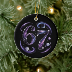 6 7 Six Seven Cosmic Astrology Gen Z Alpha Meme Ceramic Ornament