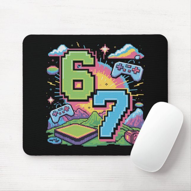6 7 Six Seven Gaming Gen Z Alpha Meme Slang  Mouse Pad (With Mouse)