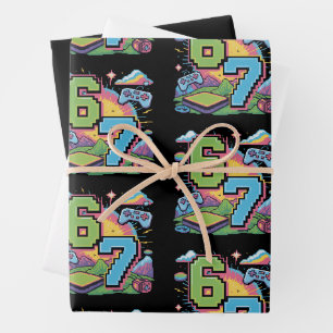 6 7 Six Seven Gaming Gen Z Alpha Meme Slang Wrapping Paper Sheets